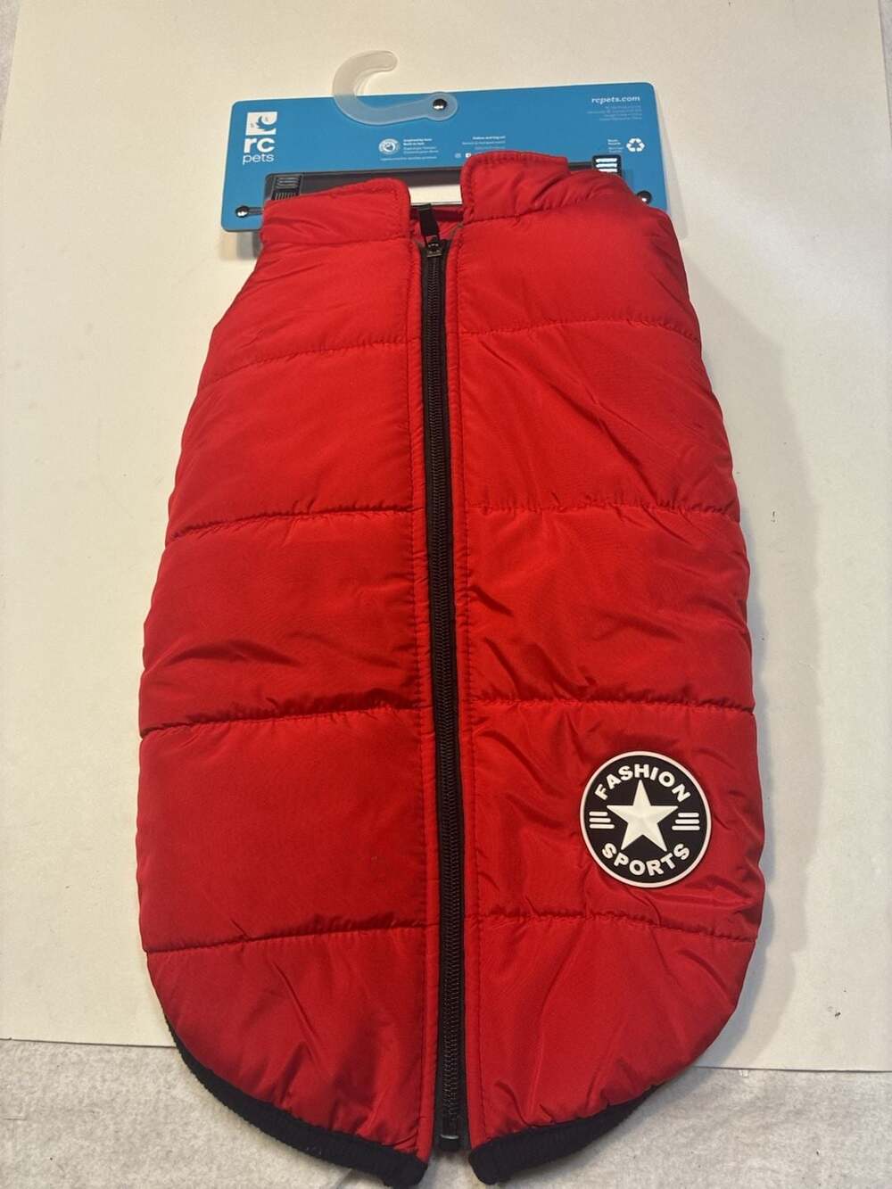 Fashion Sports Red Puffy Winter Dog Coat Vest with Integrated Harness